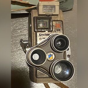 Vintage Keystone K-26X 8mm Movie Camera Triple Turret w/ Box Model X-9